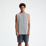Distressed Raw Edge Sleeveless Tee 8oz