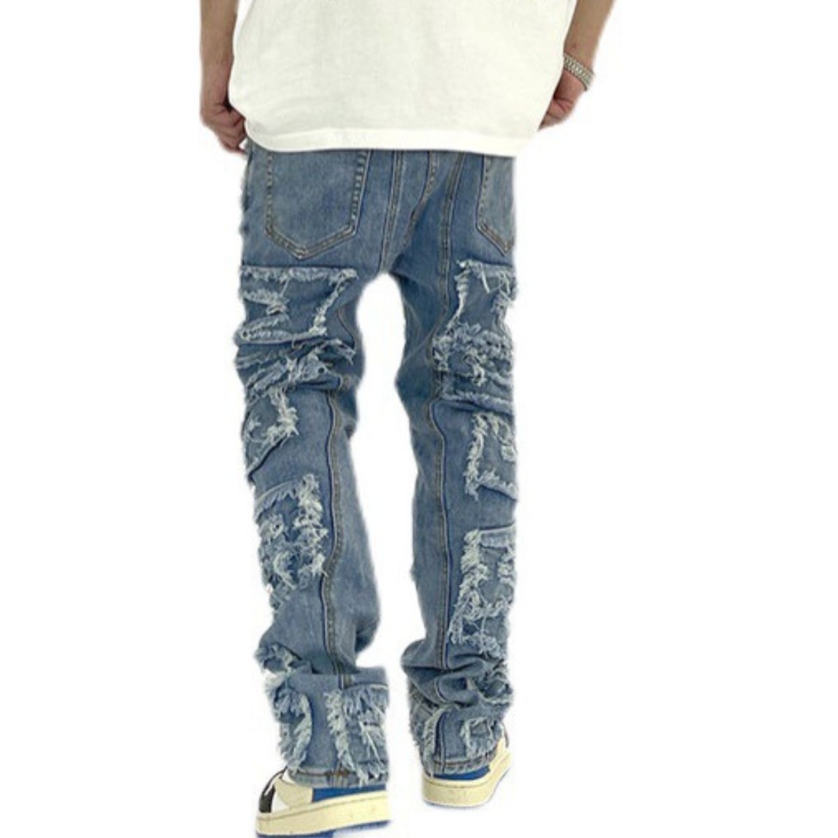 Smoke Rise Men's Distressed Stacked Slim Fit Jeans