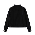 Unisex Commuter Workwear Style Single-breasted Lapel Straight Denim Jacket