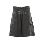 Vintage Washed Rhinestone Denim Bermuda Shorts