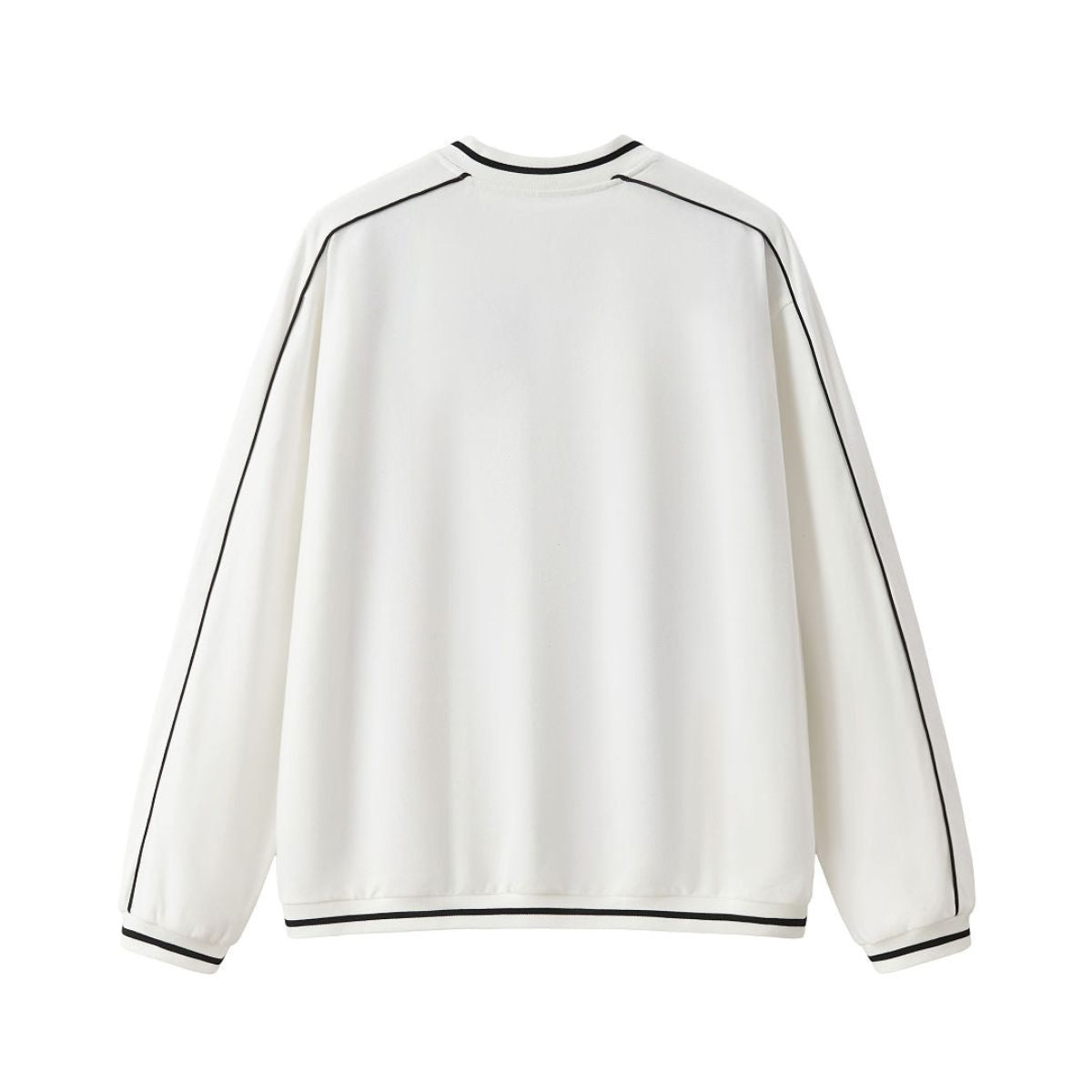 V Neck Contrast Color Drop Shoulder Sweatshirt Loose Fit Ribbed Cuffs