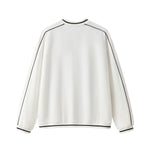 V Neck Contrast Color Drop Shoulder Sweatshirt Loose Fit Ribbed Cuffs