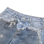 Graphic Printed Distressed Straight Leg Jeans