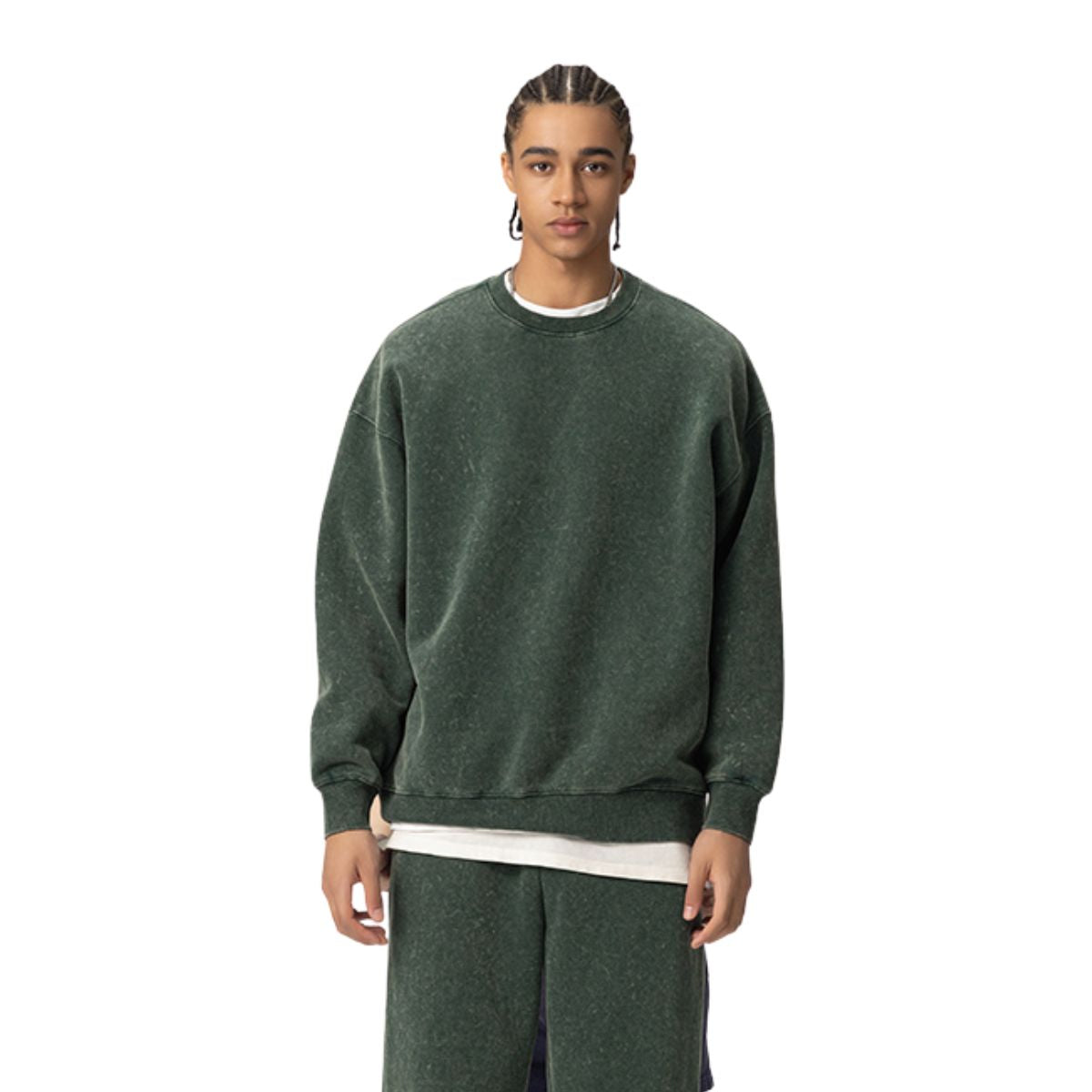 Oversized Stone Wash Fleece Sweatshirt