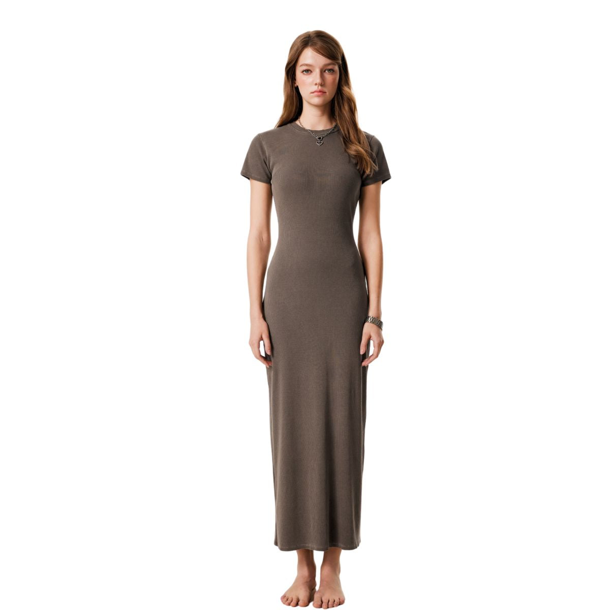 Vintage Wash Ribbed Tee Maxi Dress