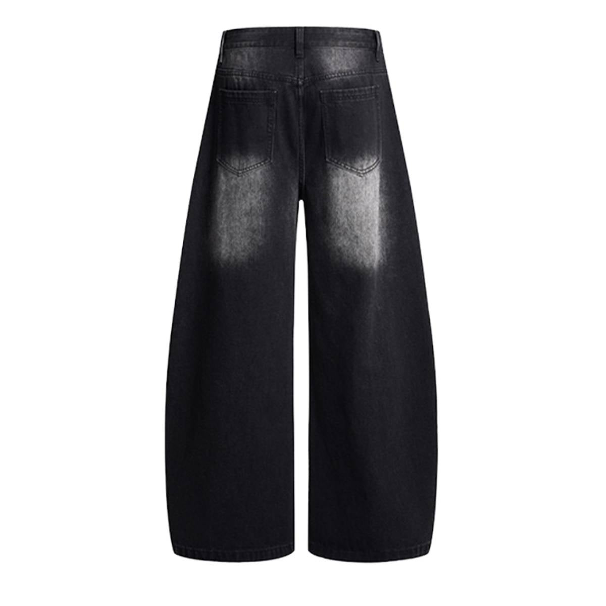 Vintage Washed High Waist Distressed Relaxed Straight Leg Denim Jeans