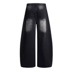 Vintage Washed High Waist Distressed Relaxed Straight Leg Denim Jeans