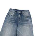 Vintage Splash Paint Washed Whisker Denim Pants