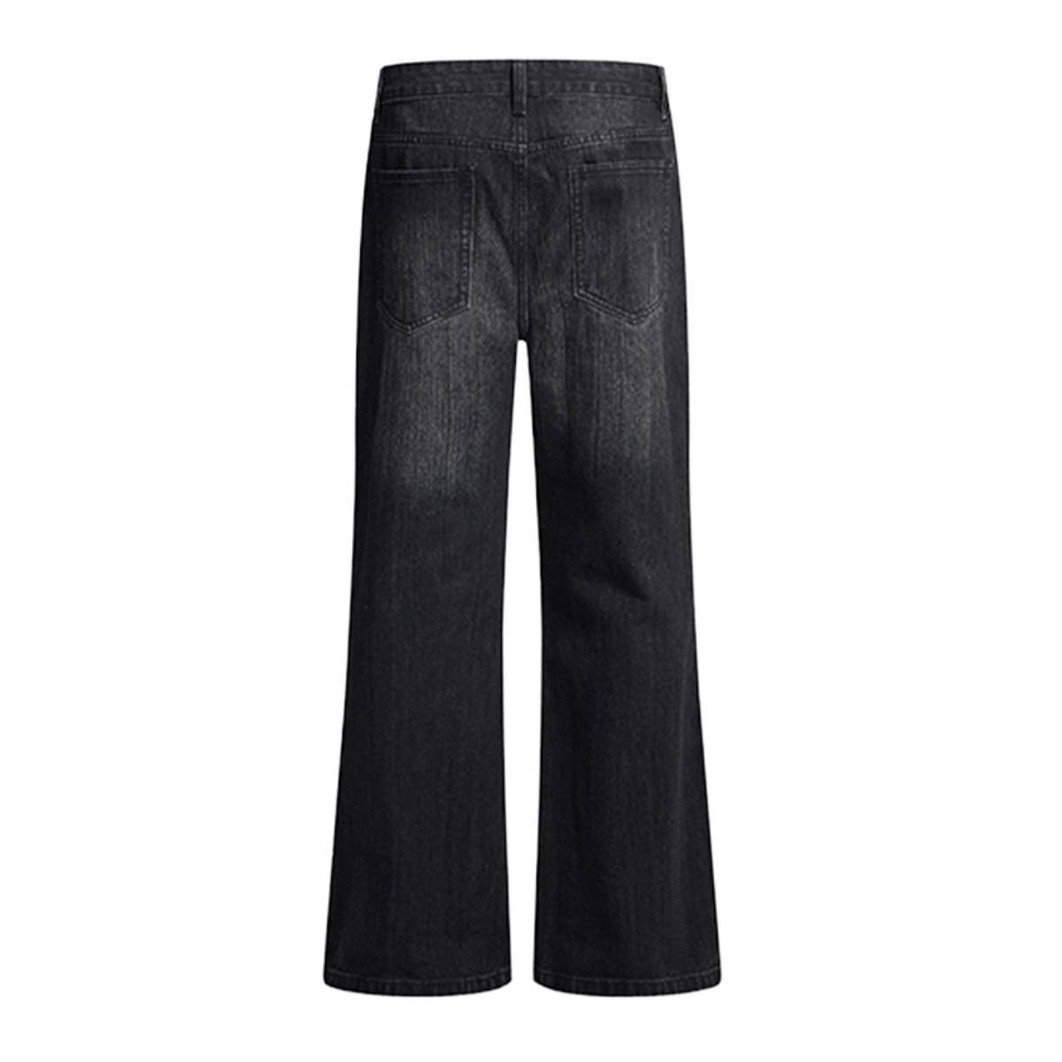 Gradient Washed High Rise Curved Leg Loose Wide Leg Denim Jeans