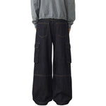 Loose Fit Denim Cargo Trousers