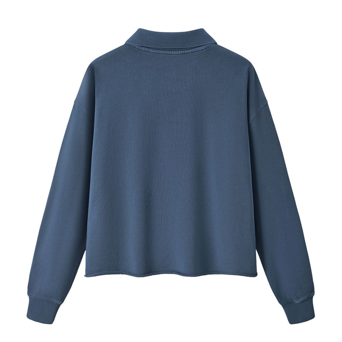 Boxy‑Fit Small V‑Neck Polo Cotton Sweatshirt