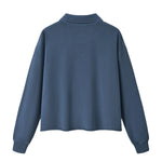 Boxy‑Fit Small V‑Neck Polo Cotton Sweatshirt