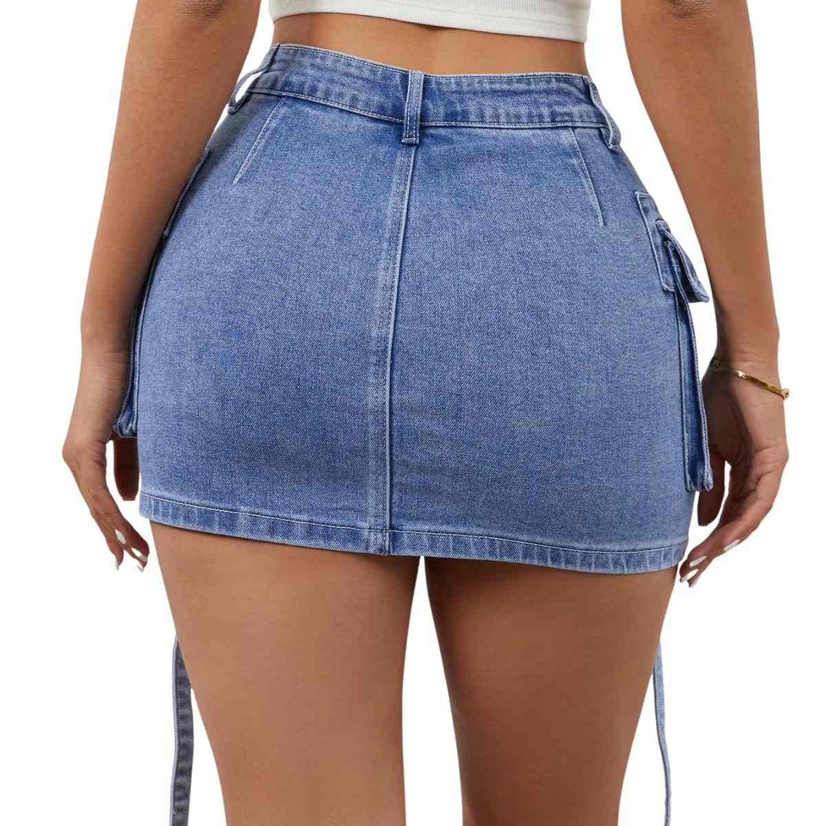 Women's Stretchy Cargo Denim Skort