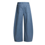 Pantalones de algodón con pierna ancha y color liso