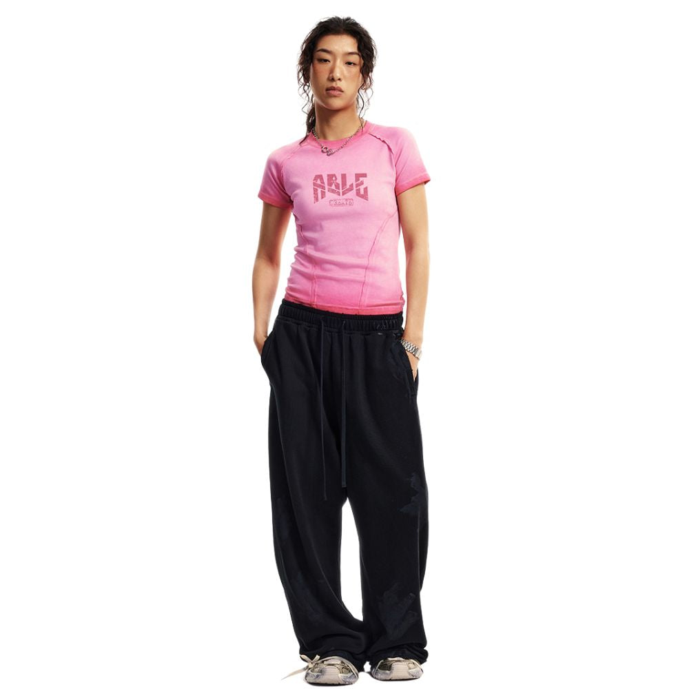 Frayed Edge Gradient Graphic Tee-INNBLAC Fashion Apparel