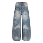 Vintage Slub Wash Curved Leg Denim Jeans