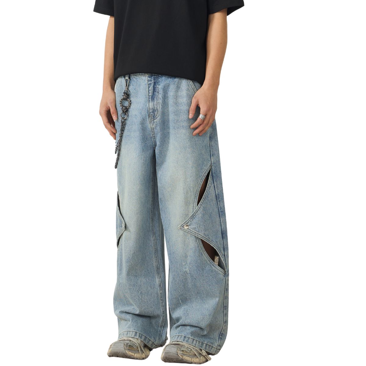 Y2K Hollow Out Patchwork Ripped Jeans