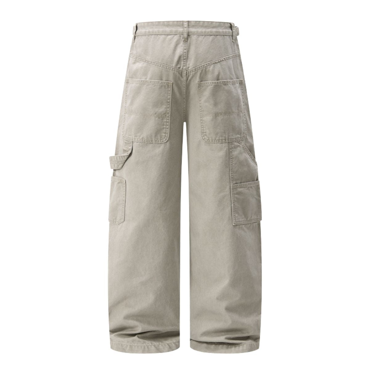 Printed Adjustable Waist Cargo Wide‑Leg Pants