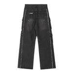 Men's Cargo Denim Pants Wide Leg Distressed Punk Street Unique