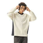 Contrast Stripes Two-Tone V-Neck Sweatshirt