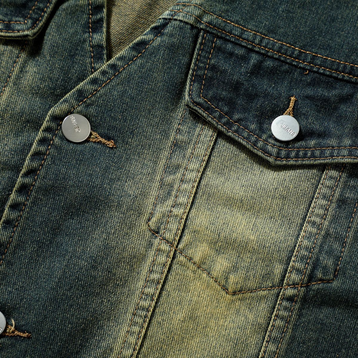 V-Neck Utility Denim Cargo Vest