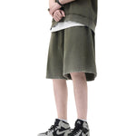 Faded Washed Loose-Fit Cotton Shorts