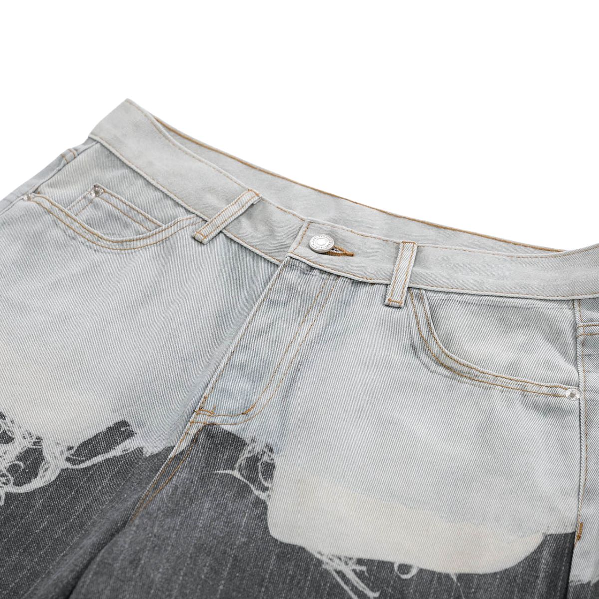 Streetwear Deconstructed Panel Stripe Flare Jeans