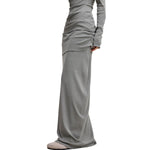 High Waist Ruched Knit Maxi Skirt