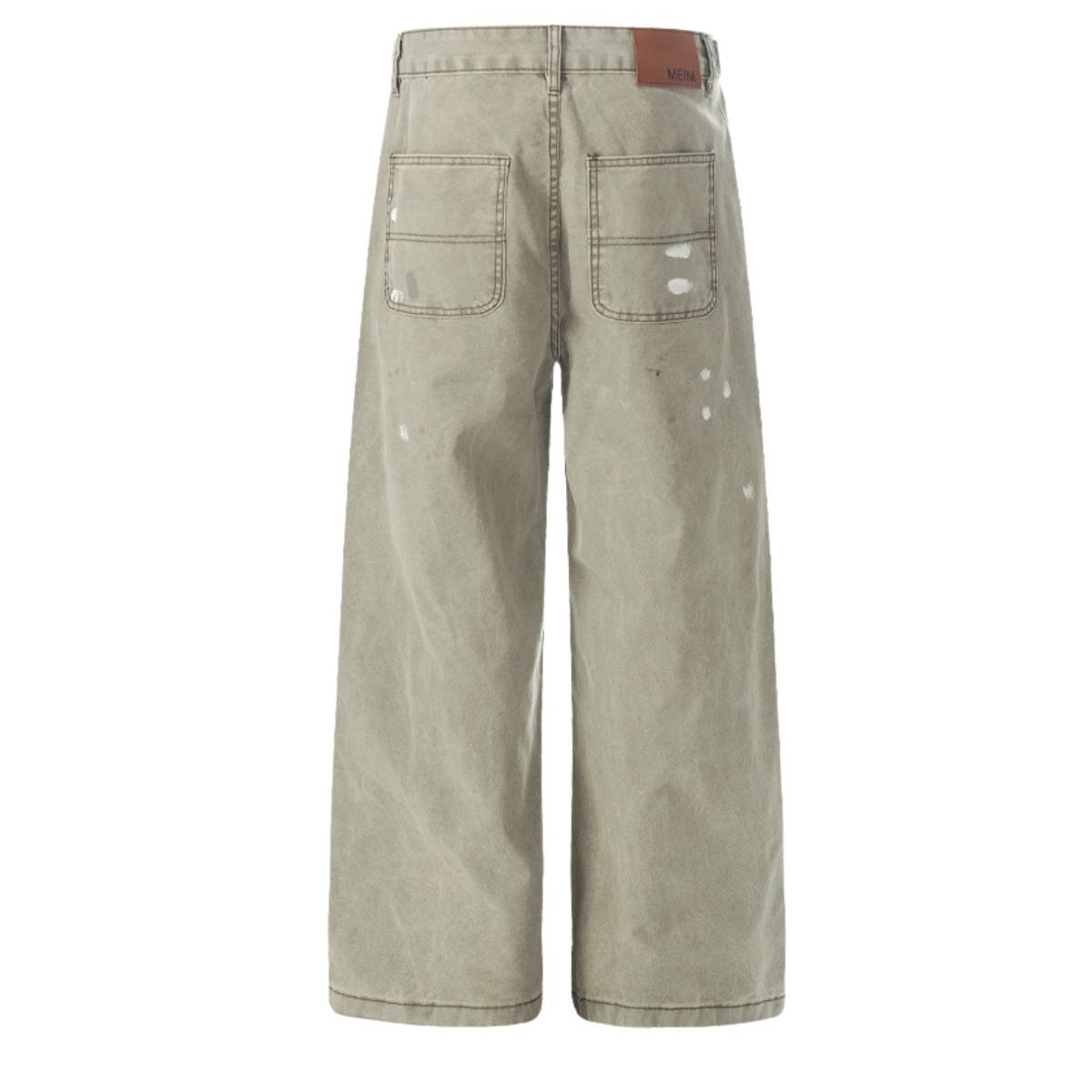 Faded Splatter-Wash GradientBaggy Wide-Leg Cargo Pants