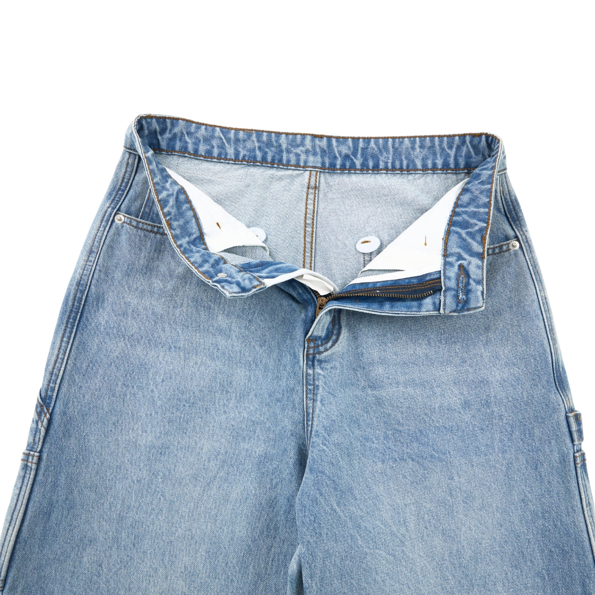 Zipped Panelled Streetwear Baggy Straight-Leg Jeans