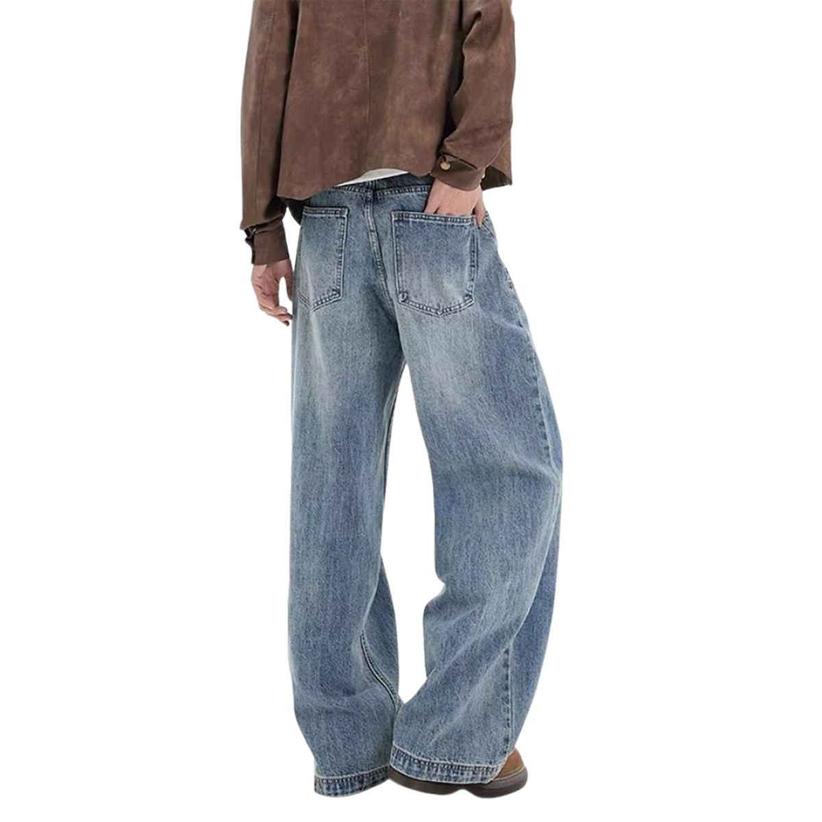 Retro Light Wash Oversized Straight Leg Denim Jeans