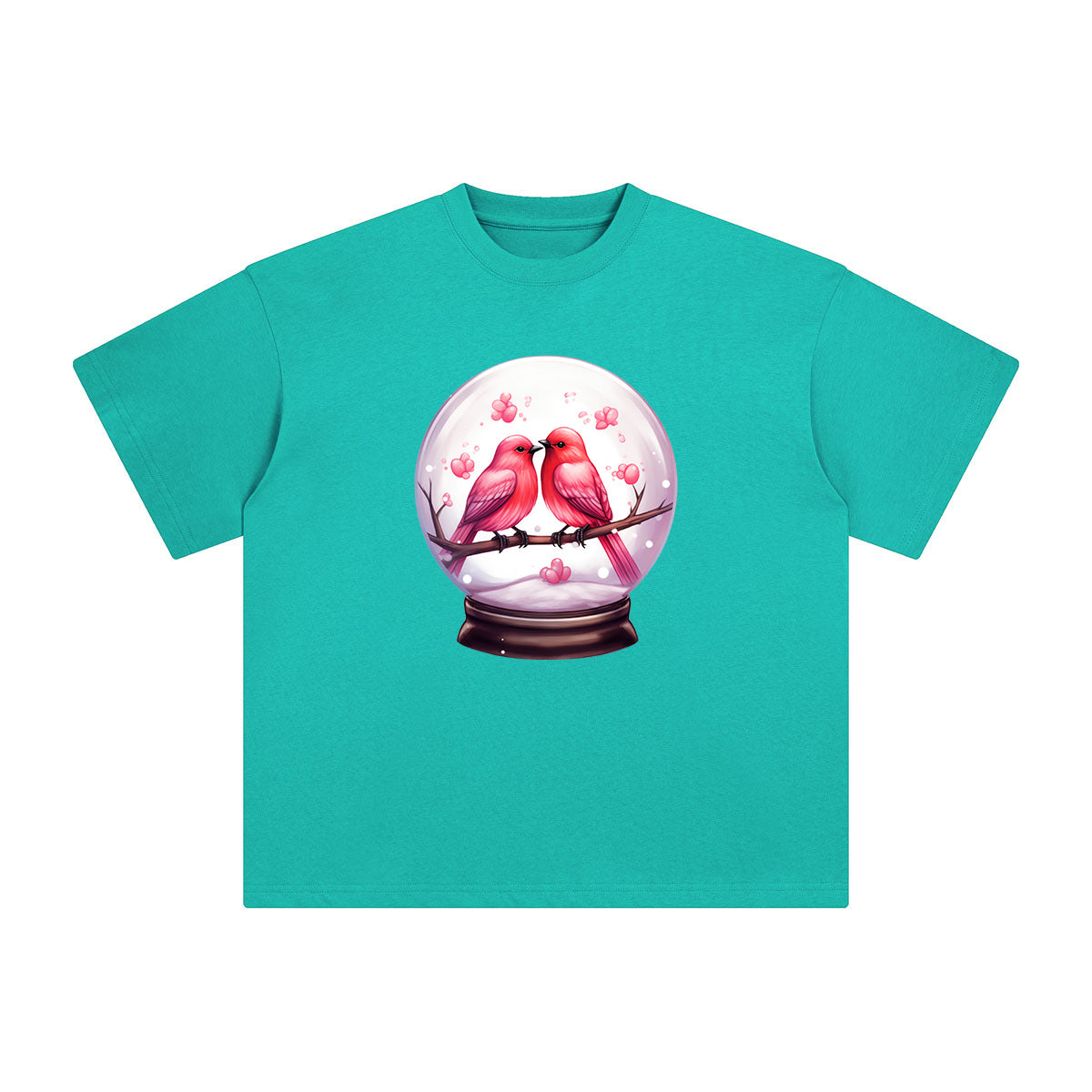 Valentine Birds Globe Graphic Tee-INNBLAC Fashion Apparel