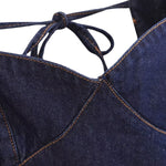 Falda vaquera con bordado de perlas y lavado vintage