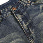 Vintage Washed Whiskering Relaxed Straight Leg Denim Jeans