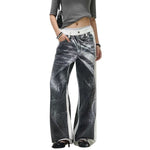 Vintage Contrast Panel Straight Leg Jeans