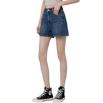High-Rise Whisker Denim Shorts