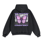 Stay Motivated Butterfly Urban Double Slider Zip Hoodie-INNBLAC Fashion Apparel