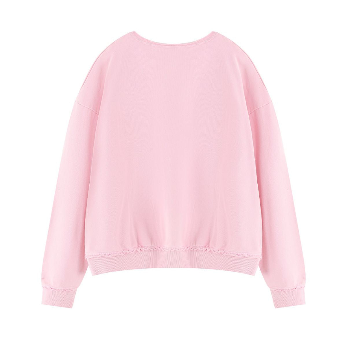 Loose Crew Neck Raw Edge Washed Sweatshirt
