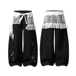 Y2K Star Mesh Layered Spliced Lace Baggy Wide-Leg Jeans