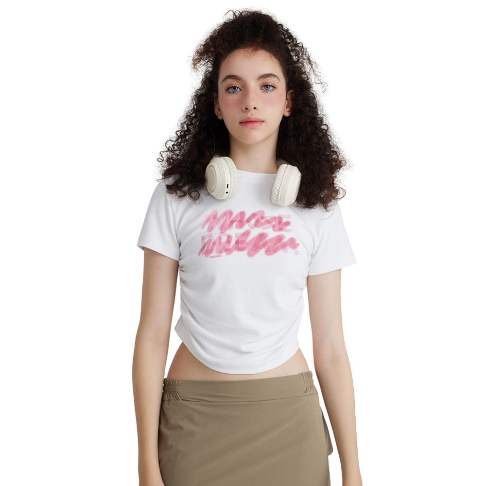 Pleated Waist Graphic Crop Top-INNBLAC Fashion Apparel
