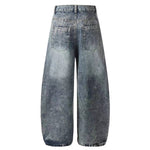 Vintage Embroidered Barrel-Leg Denim Jeans