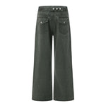 Relaxed Bootcut Pants With Reverse‑Pocket Washed‑Out Fade