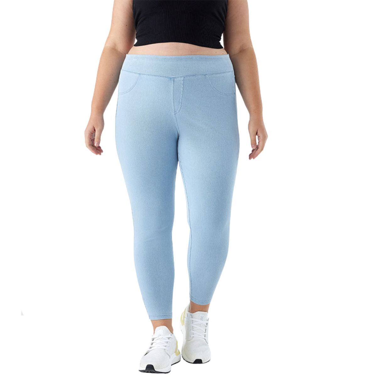 Plus Size Women High Waist Butt Lifting Dual Pockets Denim Yoga Pants