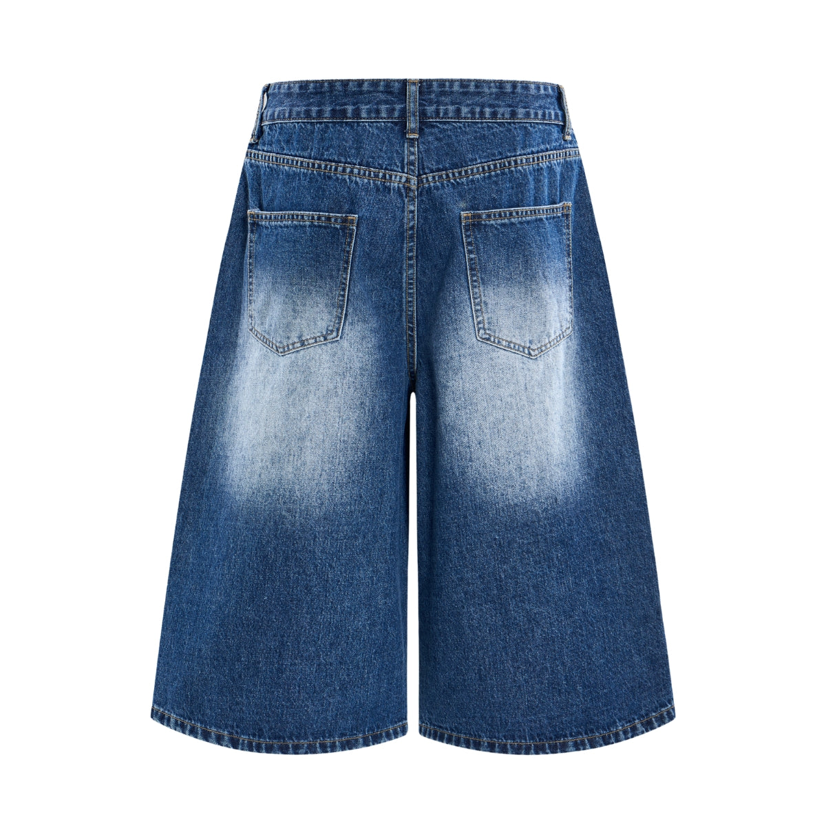 Washed Indigo Relaxed Fit Utility Denim Shorts