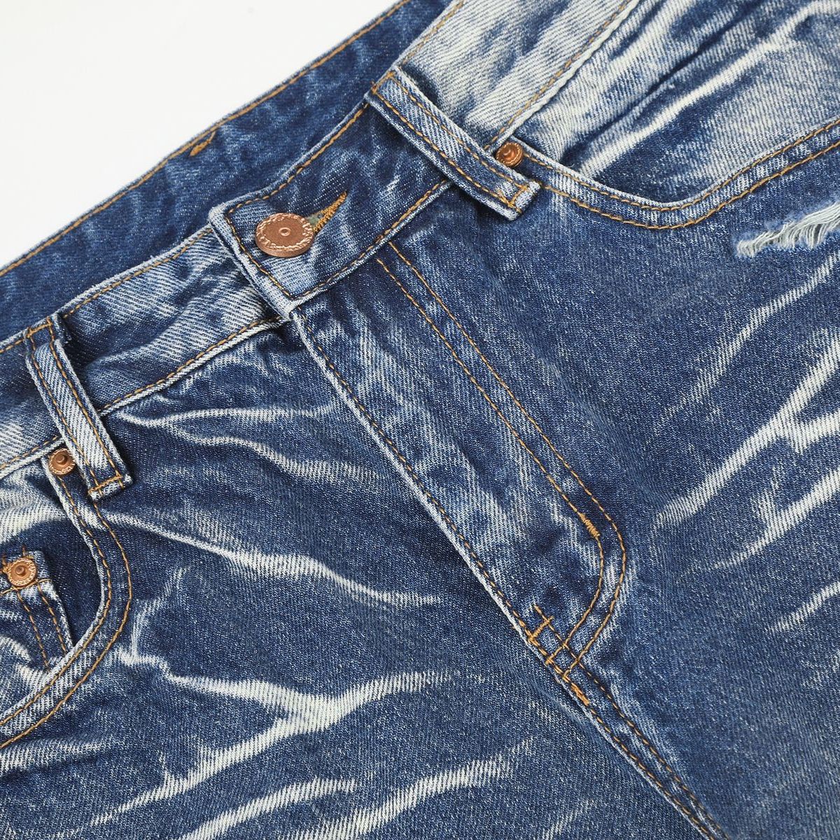 Ripped Lightning Pattern Micro Flare Vintage Denim Jeans