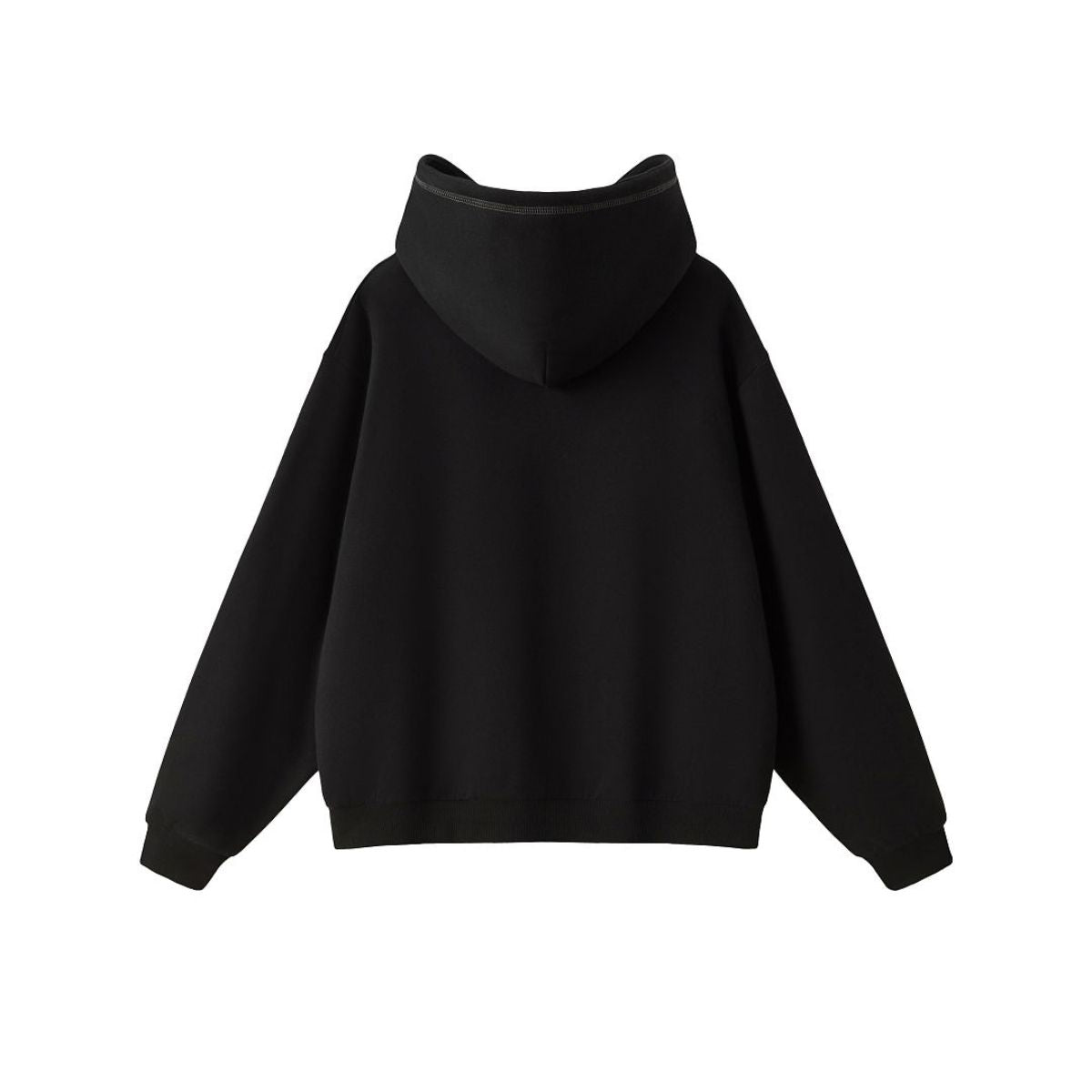 Boxy Flatlock Stitch Fleece Lined Hoodie
