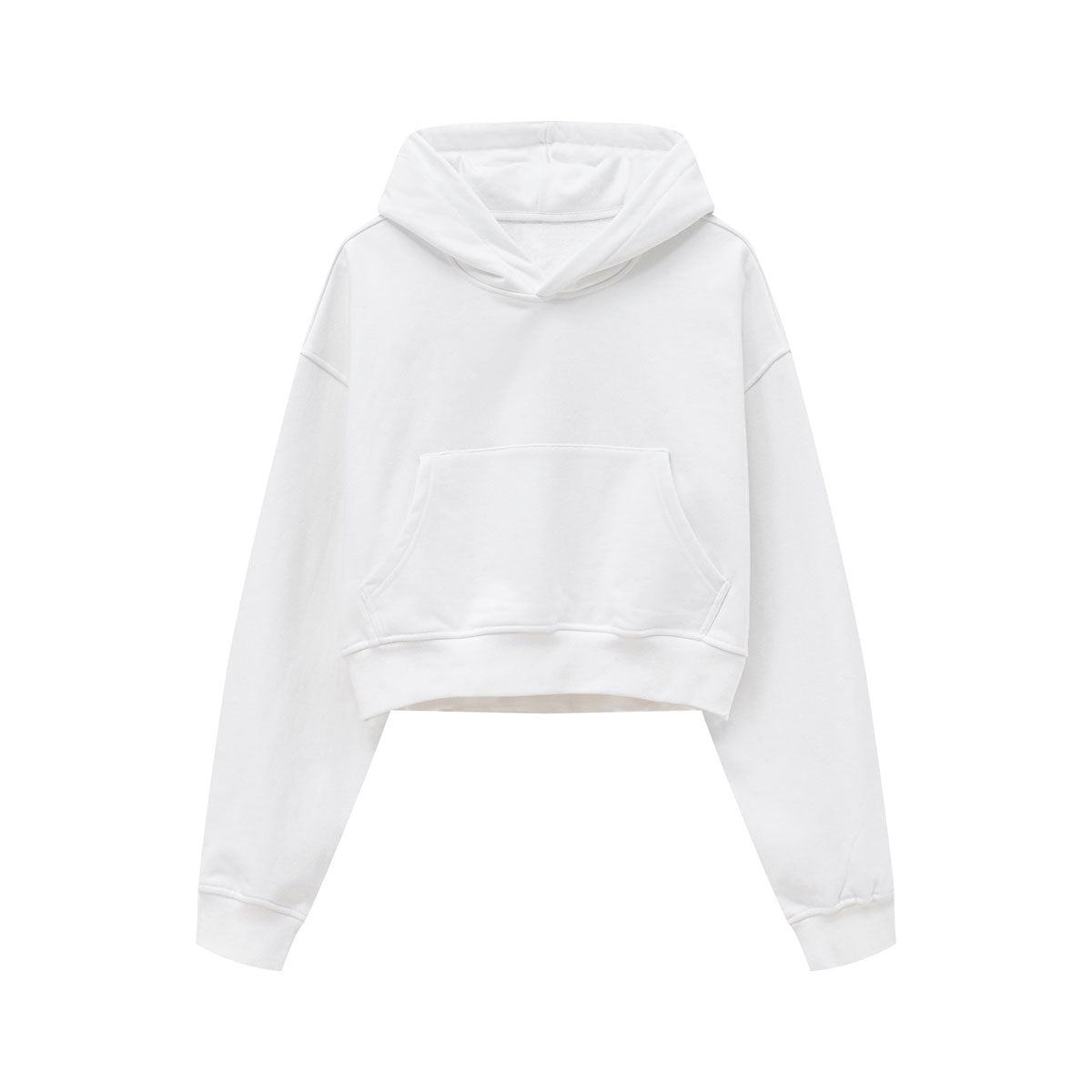 Solid Kangaroo Pocket Crop Hoodie