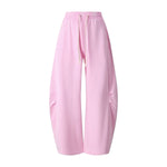 Vintage Washed Curved Panel Wide Drawstring Pants