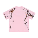 Pink Camo Raglan Sleeve Nature Print Casual Tee