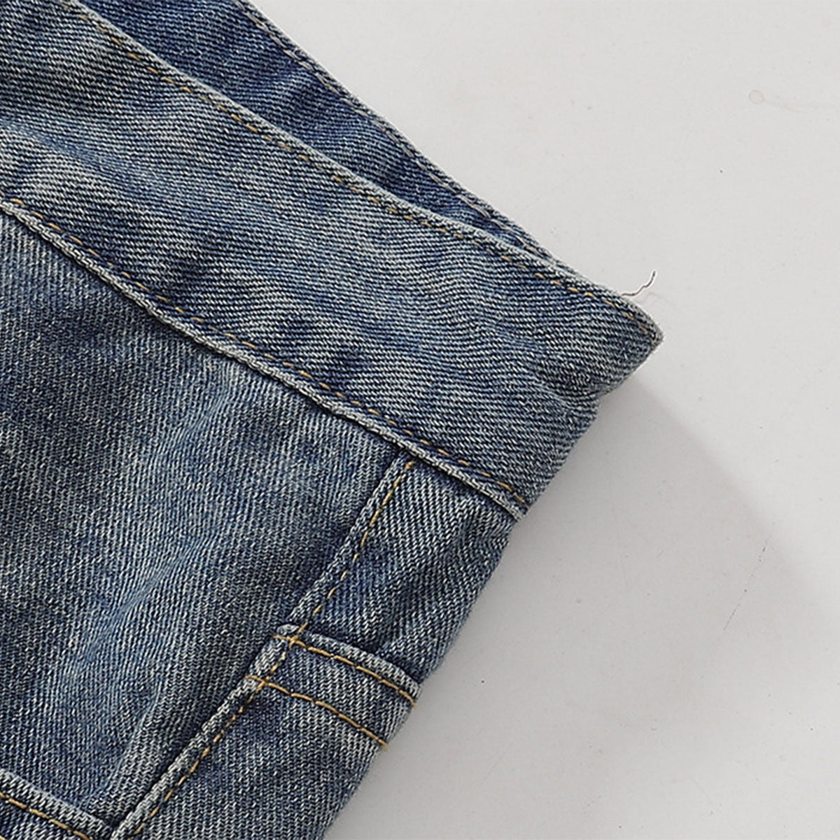 Wide Leg Pinstripe Detail Denim Jeans